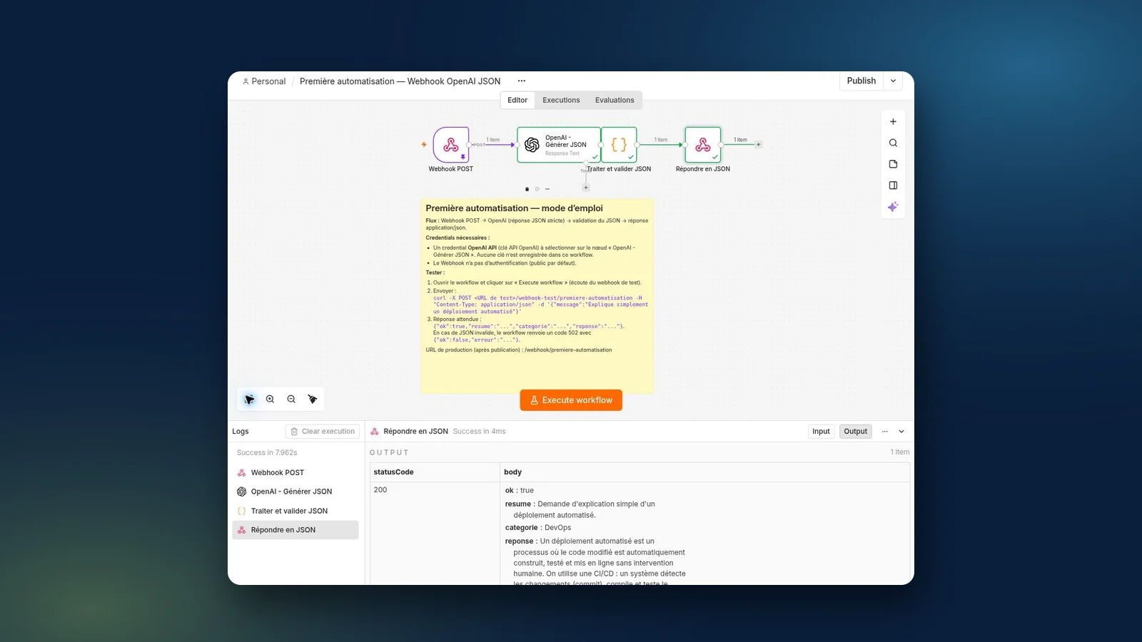 n8n tutoriel : créer sa première automatisation avec OpenAI en 4 nœuds